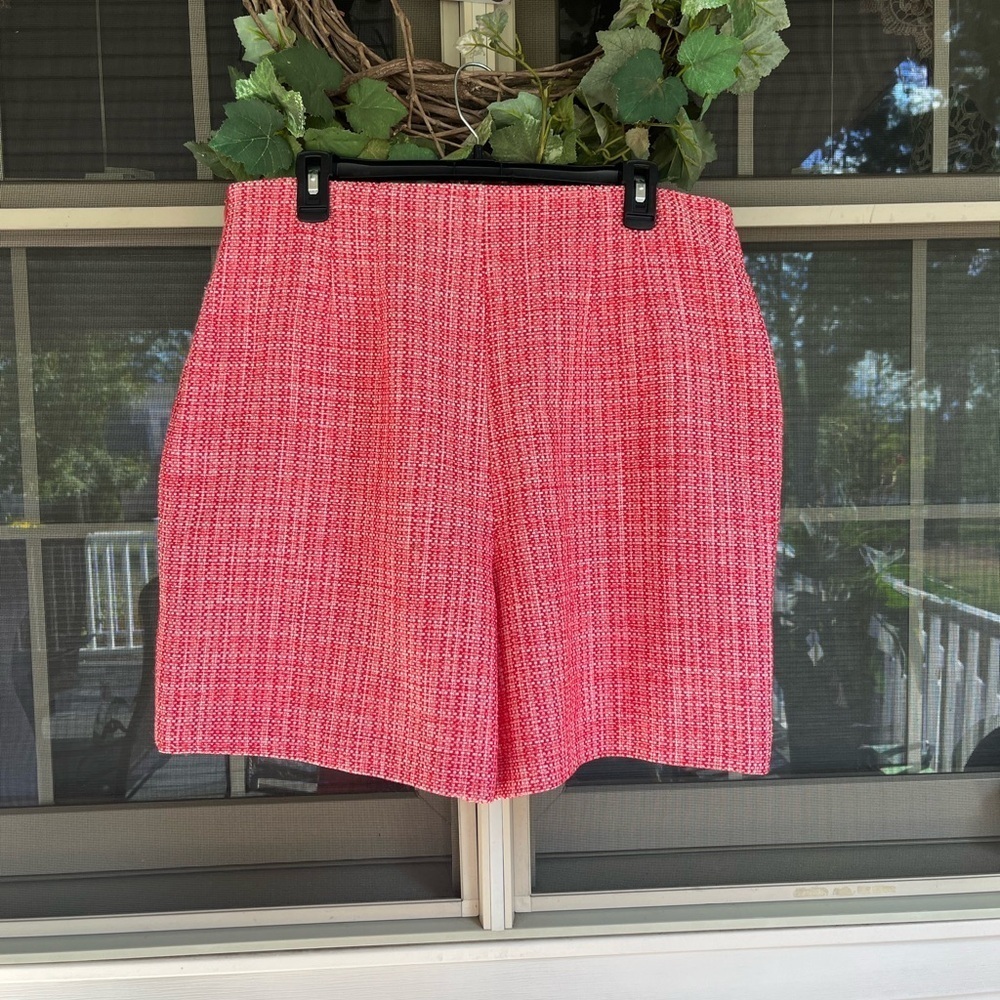 Bar III Red Pink Tweed Skirt Size 14 Classic Lined Pencil Skirt - Picture 2 of 5